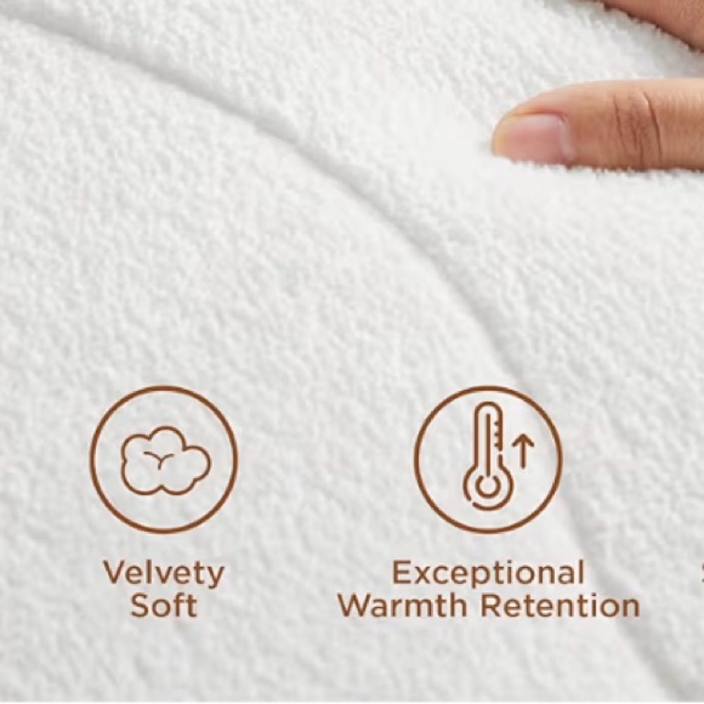 KING SIZE White Coral Fleece Heated Mattress Pad Cover Dual Controller - Picture 3 of 16